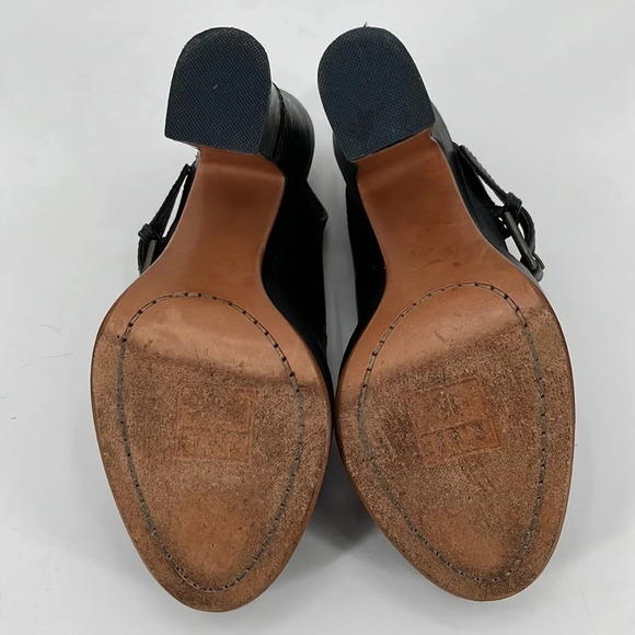 Frye Goldie Slingback Chunky Platform Leather Heels in Stone Blue - Size 7 1/2 - Picture 6 of 13